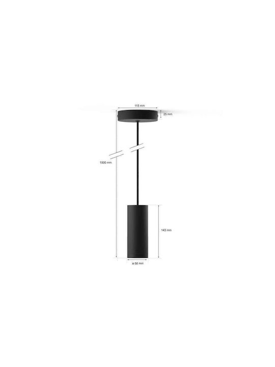 Philips Lustră Negru cu Dulie E27