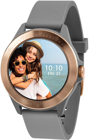 Harry Lime HA07 Aluminium 44mm Smartwatch mit Herzfrequenzsensoren (Rose Gold / Grau Silikon)