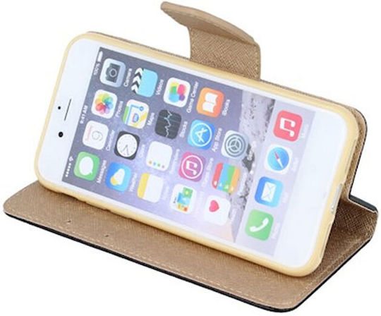 Tel1 Fancy Diary Wallet Synthetic Leather Black / Gold (Redmi 10C)