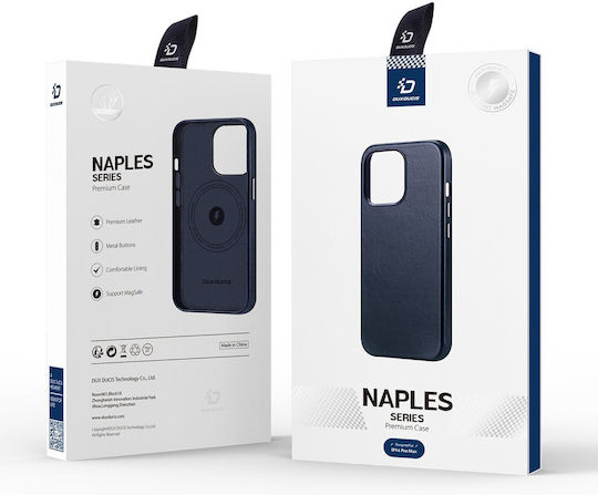 Dux Ducis Naples Umschlag Rückseite Leder Magnetisch Blau (iPhone 14 Pro Max)