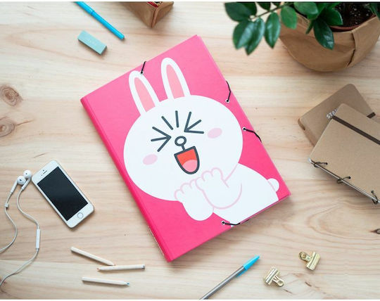 Grupo Erik Folder Prespan with Rubber Band and Ears for Paper A4 Pink Line Friends Cony