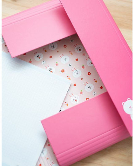 Grupo Erik Folder Prespan with Rubber Band and Ears for Paper A4 Pink Line Friends Cony