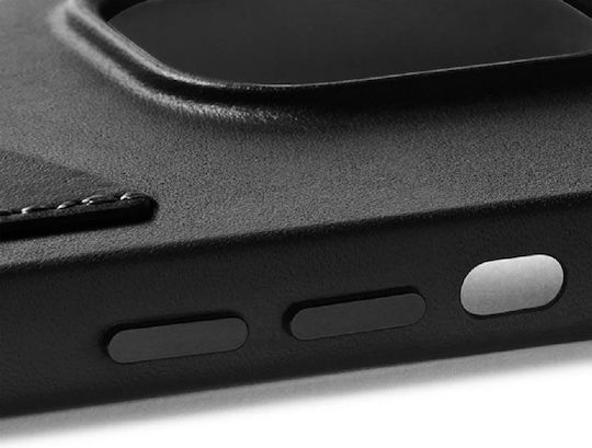 Mujjo Back Cover Δερμάτινο 1mm με Υποδοχή για Κάρτες Μαύρο (iPhone 14 Pro Max)
