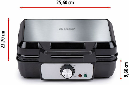 Alpina Appliances Aparat de Vafe pentru Vafe Rectangulare cu 2 Compartimente 1000W