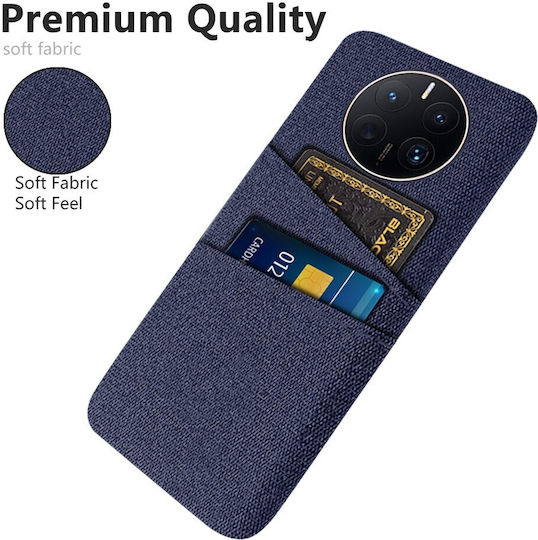Premium Umschlag Rückseite Stoff / Silikon mit Kartenhalter Blau (Huawei Mate 50 Pro)