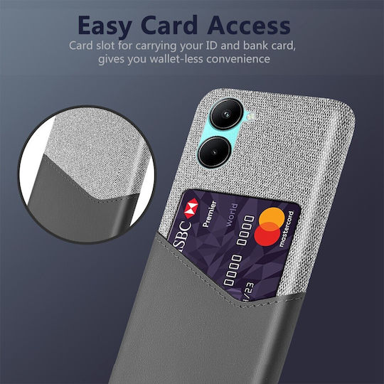 Premium Back Cover Fabric with Card Slot Gray (Realme C33)