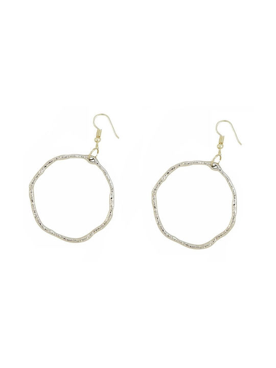 Earrings handmade gold metallic hammered hoops (tatu moyo) 3012-831X