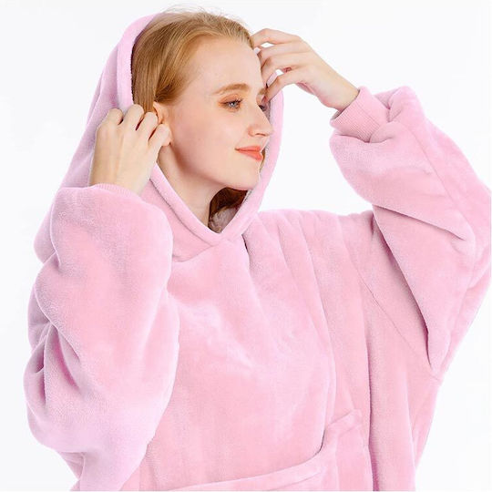 Velour Blanket with Sleeves 74x87cm Pink