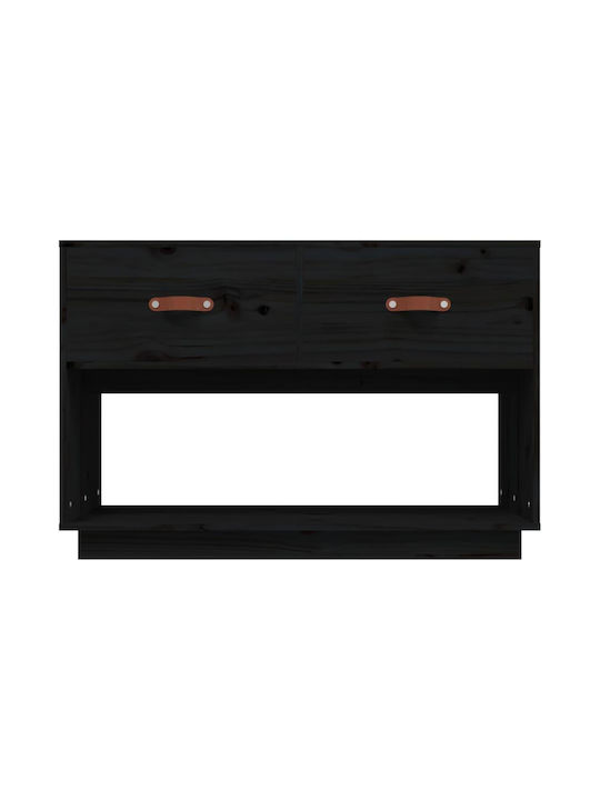 TV-Ständer aus Massivholz Schwarz M90xT40xH60cm