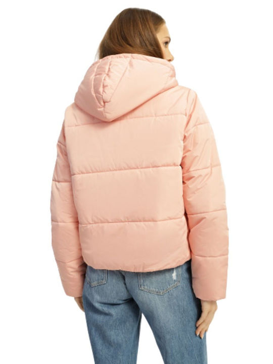 Vans Women's Short Puffer Jacket for Winter with Hood Orange
