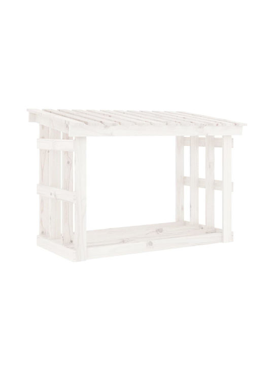 vidaXL Ξύλινο Κουτί Αποθήκευσης Ξύλων 108x64.5x77cm Λευκό vidaXL Ξύλινο Κουτί Αποθήκευσης Ξύλων 108x64.5x77cm Λευκό