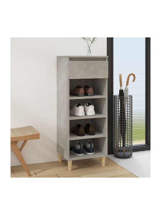 Wooden Shoe Organizer with 4 Shelves Γκρι Σκυροδέματος 40x36x105cm