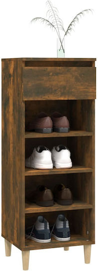 Wooden Shoe Organizer with 4 Shelves Yellow 40x36x105cm