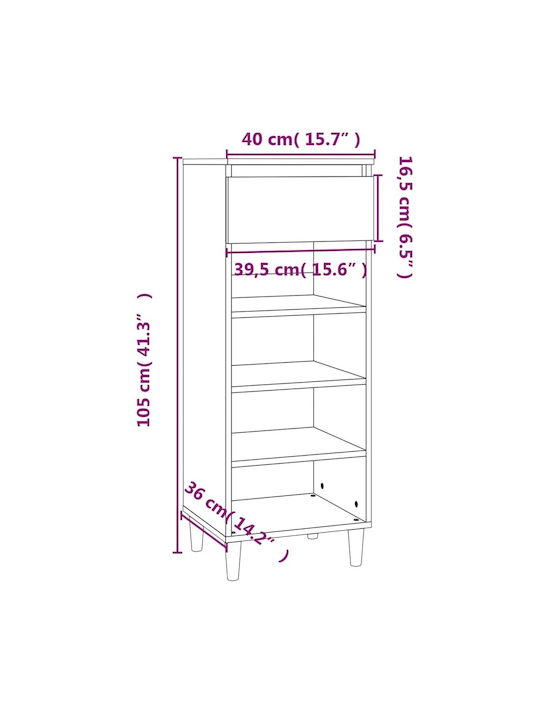 Suport pentru pantofi cu 4 Rafturi Galbenă L40xW36xH105cm