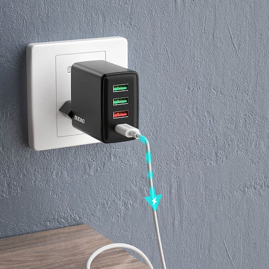 Dudao Wireless Charger with 3 USB-A Output Ports and USB-C Port 20W Power Delivery / Quick Charge 3.0 Black