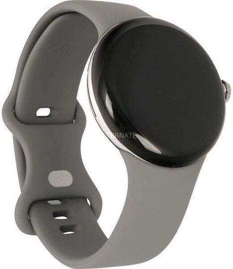 Google Pixel Watch LTE Stainless Steel 41mm with eSIM and Heart Rate Monitor (Polished Silver case/Charcoal Active band)