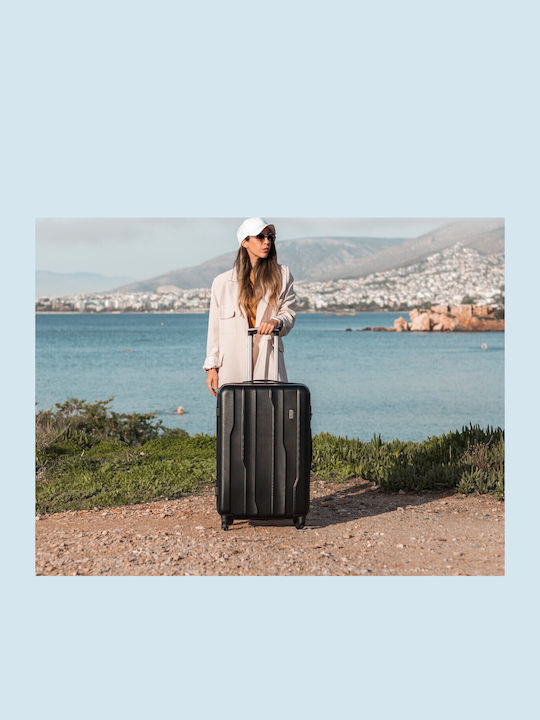 Cardinal Large Hard Travel Suitcase Black with 4 Wheels Height 70cm