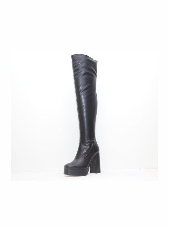 Fardoulis Leather Over the Knee High Heel Women's Boots Black