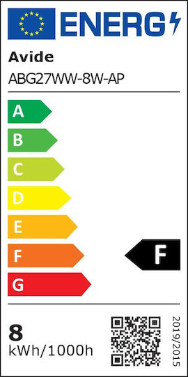 Avide ABG27WW-8W-AP LED Bulb 8W 107mm for Socket E27 and Shape A60 Warm White 806lm
