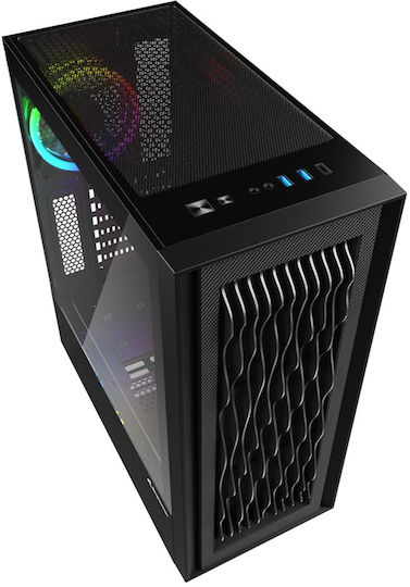 Sharkoon RGB Wave Gaming Midi Tower Computer Case with Side Window Black