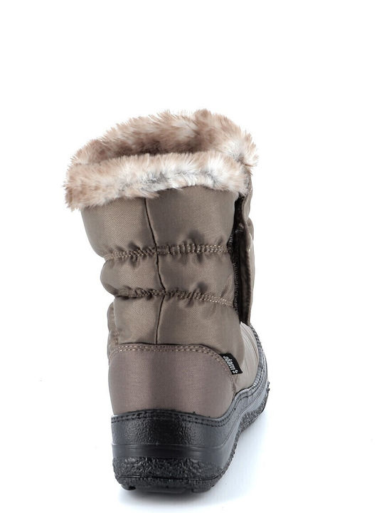 Synthetic Leather Snow Boots with Fur Brown