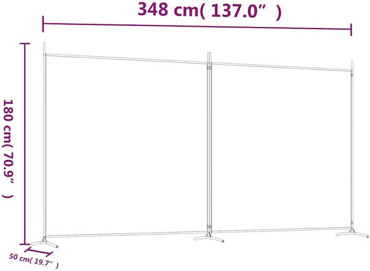 vidaXL Dekorativer Raumteiler Stoff mit 2 Paneelen 348x180cm