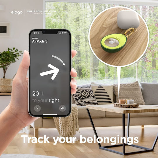 Elago Avocado Θήκη Μπρελόκ Σιλικόνης για AirTag σε Πράσινο χρώμα