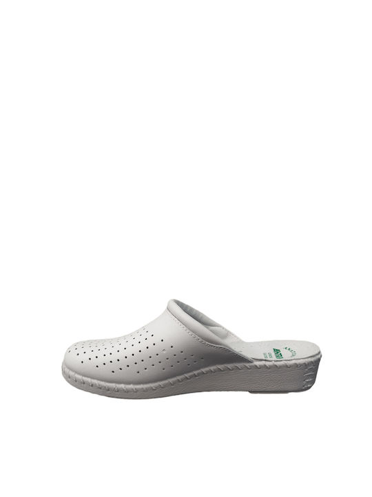 Antrin Comfort Anti-Slip Leather Sambo White - White