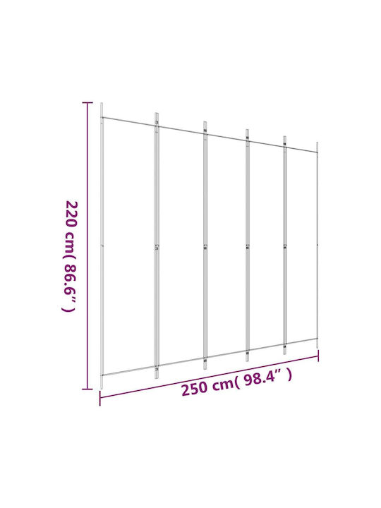 vidaXL Decorative Room Divider Fabric with 5 Panels 250x220cm