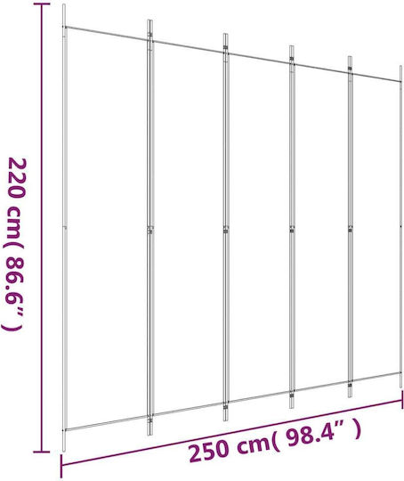 vidaXL Dekorativer Raumteiler Stoff mit 5 Paneelen 250x220cm
