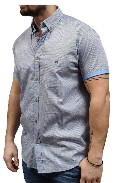 Visconti Men's Shirt Short Sleeve Checked Blue