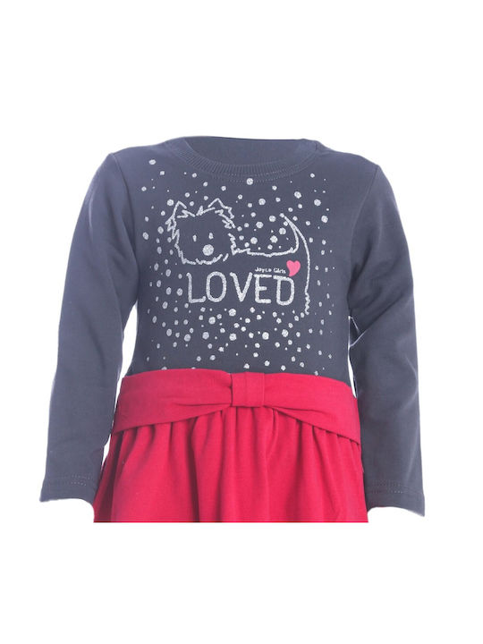 Joyce Kids Dress Long Sleeve Grey/Red