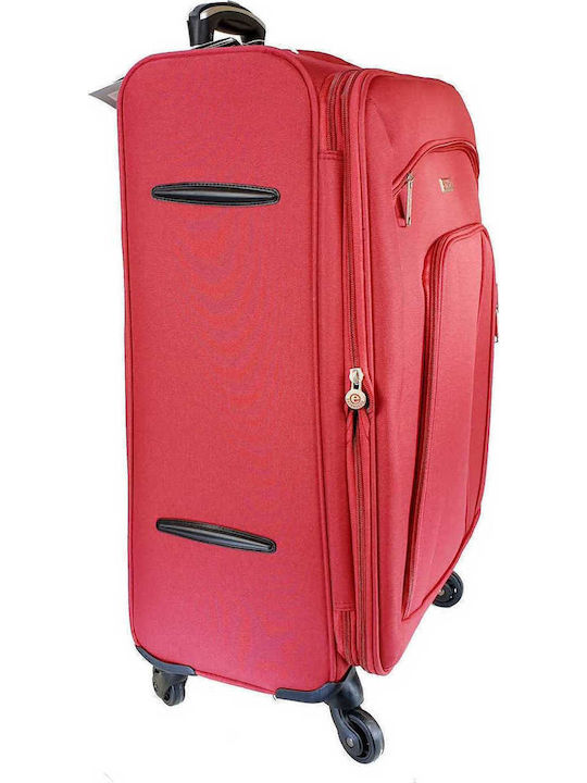 Diplomat Large The Quattre Collection Large Fabric Red Suitcase With 4 Wheels Height 78cm