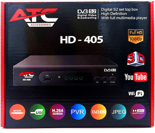ATC Satellite Decoder HD405 03.007.0035 Full HD (1080p) DVB-S2 with PVR Recording Function and Built-in Wi-Fi in Black Colour