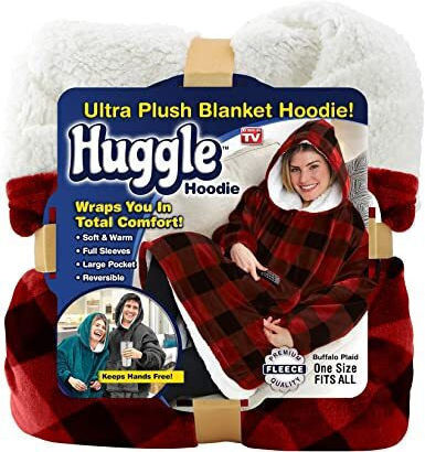 Huggle Одеяло Кадифе с Ръкави 70x90см Червено и Черно