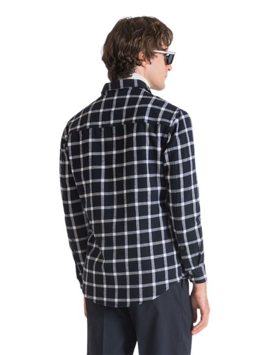 Antony Morato Men's Shirt Long Sleeve Checked Black