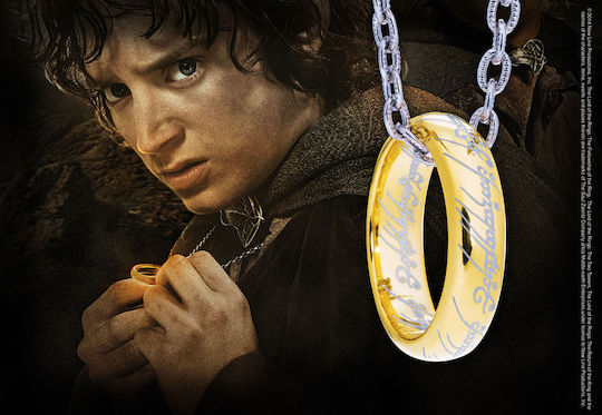 The Noble Collection Lord of the Rings: Der Eine Ring vergoldete Halskette aus Sterlingsilber Replik Artikel Länge 50,8 cm