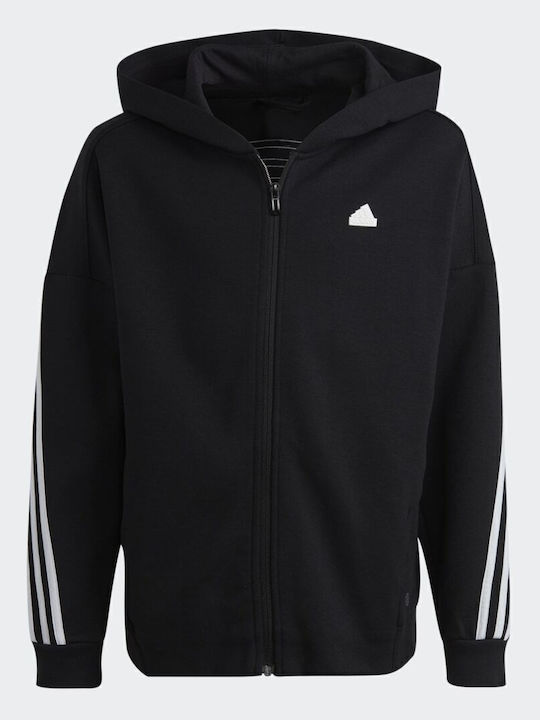 Athletic Kids Cardigan Cotton with Hood Black