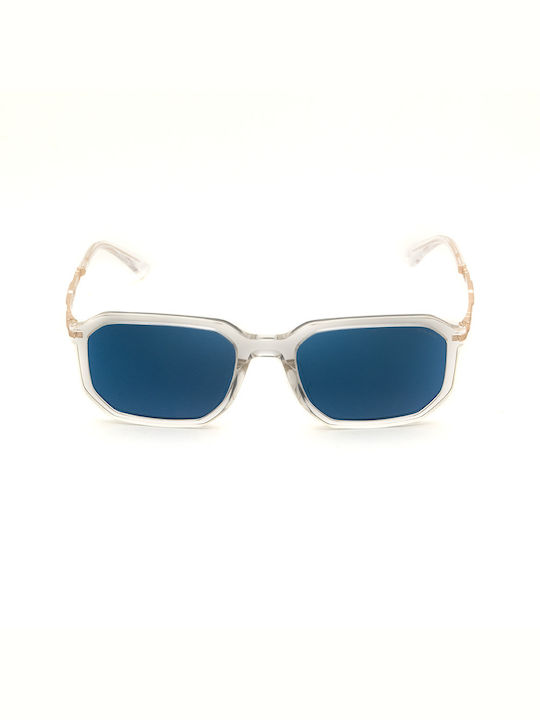 Police Men's Sunglasses with Transparent Frame and Blue Lens SPLF67 880B