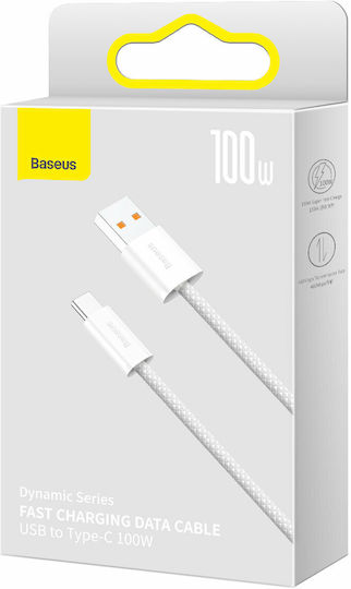 Baseus Dynamic Braided USB 2.0 Cable USB-C Male - USB-A 100W PD White 2m CALD000702