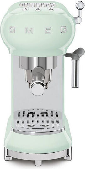 Smeg Αυτόματη Μηχανή Espresso 1350W Πίεσης 15bar Pastel Green ECF01PGEU