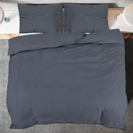 vidaXL Set Husă de Pilotă Single cu Față de Pernă 135x200 Cărbune de lemn