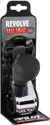 Lampa Lazy Car Steering Wheel Lazy Leather Steering Wheel Cover Black with Grey Stitching and Chrome Armrest 20-40mm