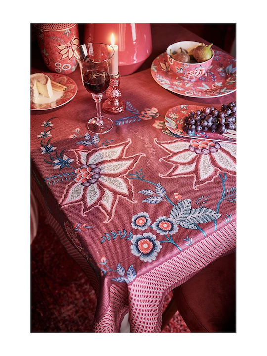 PiP Studio Checkered Cotton Flower Festival Red 100x100cm