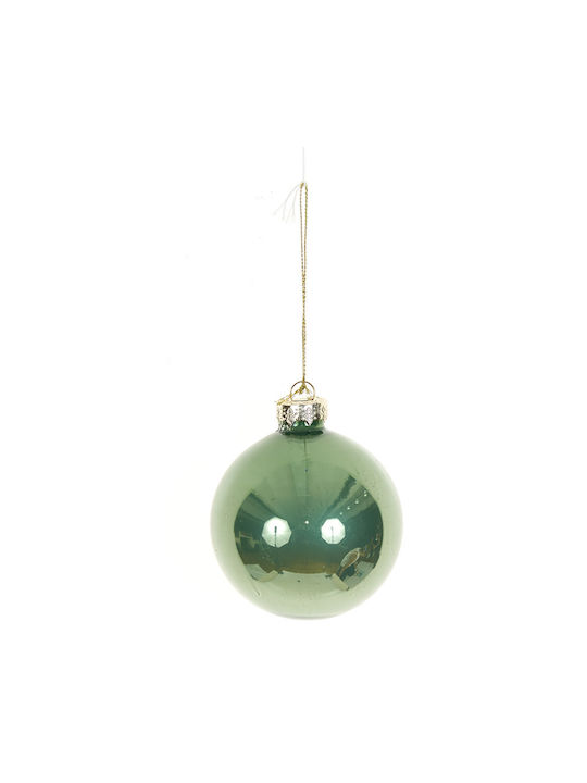 TnS Christmas Glass Ball Ornament Green 8x8cm