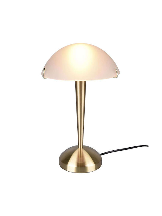 Trio Lighting Pilz II Metal Table Lamp for Socket E14 with White Shade and Gold Base