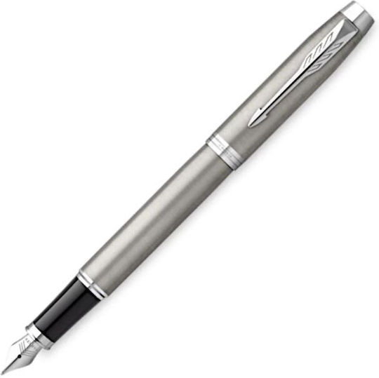 Parker IM Essential Писалка Fine Сребриста от Inox с Червено Мастило