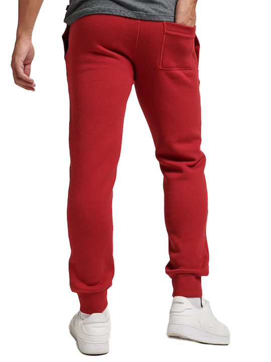 Superdry Vintage Logo Embossed Sweatpants with Elastic Red