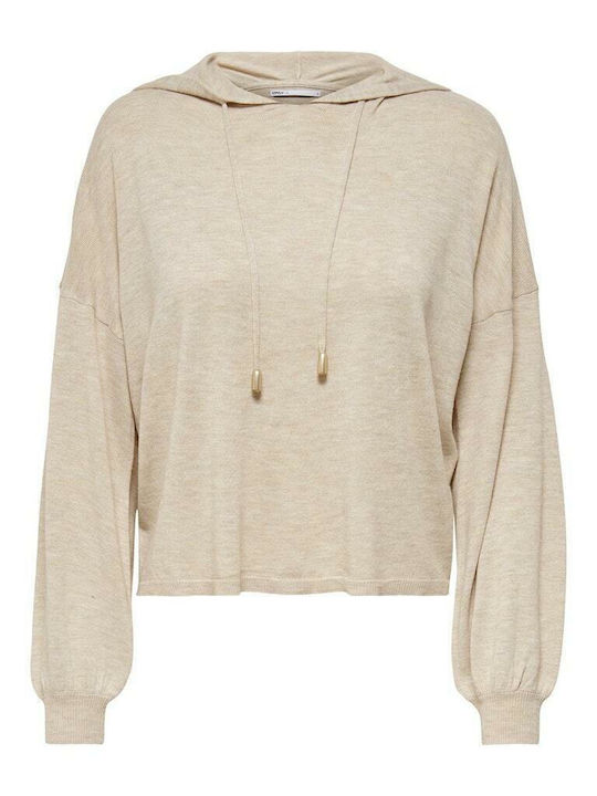 Alona Hood Women's Blouse Long Sleeve with Hood Beige