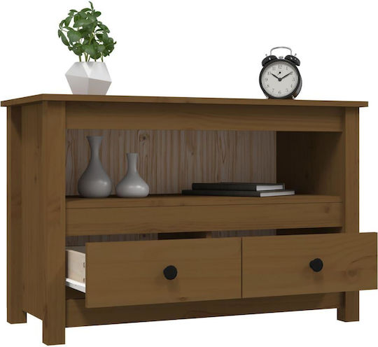 TV Stand Made of Solid Brown Wood L79xD35xH52cm